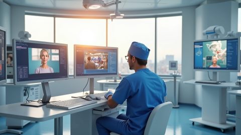 robotoperatie op afstand Chirurg opereert patiënt op 2400 km afstand