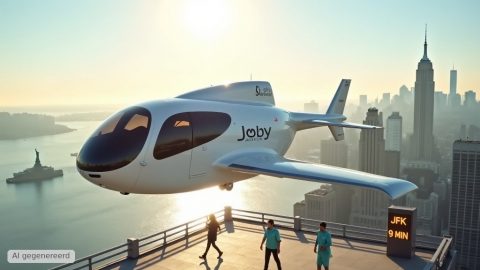elektrische luchtaxi Elektrische Luchtaxi Vliegt Boven New York